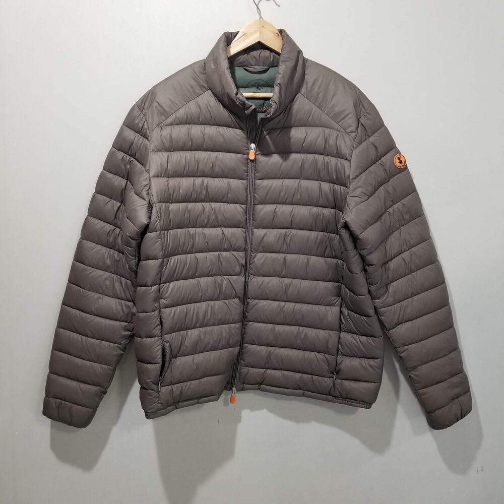 Save The Duck Jacket Mens XL Tan Ultralight Puffer Plumtech Animal Free Quilted